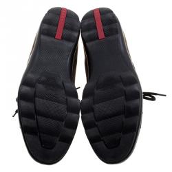 Pre Owned Prada Sport Graphite Brown Leather High Top Hiking Boots Size 42