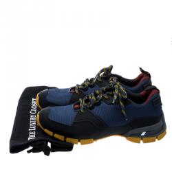 Pre Owned Prada Sport Tricolor Mesh and Rubber Lace Up Sneakers Size 42.5