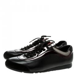 Pre Owned Prada Sport Black/Silver Leather and Suede Sneakers Size 42