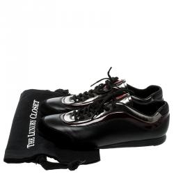 Pre Owned Prada Sport Black/Silver Leather and Suede Sneakers Size 42