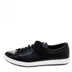 Prada Sport Black Leather Low Top Sneakers Size 42.5