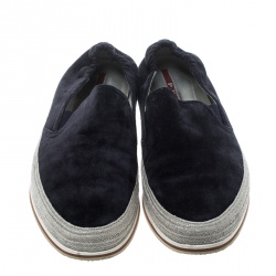Pre Owned Prada Sport Navy Blue Suede Espadrille Sneakers Size 42.5