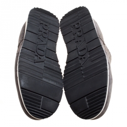 Pre Owned Prada Grey Brogue Suede Wingtip Detail Derby Sneakers Size 43.5