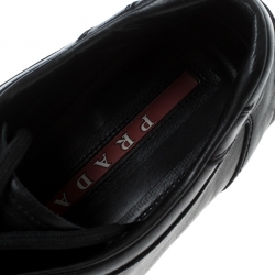 Prada Sport Black Leather Low Top Sneakers Size 41