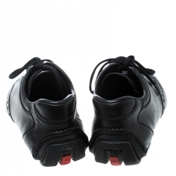 Prada Sport Black Leather Low Top Sneakers Size 41