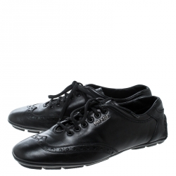 Prada Sport Black Leather Low Top Sneakers Size 41