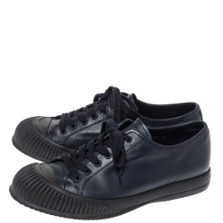 Pre Owned Prada Sport Navy Blue Leather Low Top Lace Up Sneakers Size 42