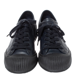 Pre Owned Prada Sport Navy Blue Leather Low Top Lace Up Sneakers Size 42