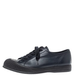 Pre Owned Prada Sport Navy Blue Leather Low Top Lace Up Sneakers Size 42