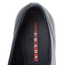 Pre Owned Prada Sport Navy Blue Leather Low Top Lace Up Sneakers Size 42