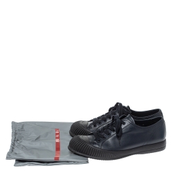 Pre Owned Prada Sport Navy Blue Leather Low Top Lace Up Sneakers Size 42