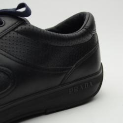 Pre Owned Prada Sport Black Leather Low Profile Sneakers Size 42