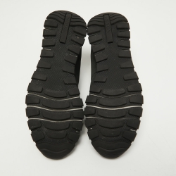 Pre Owned Prada Sport Dark Green/Black Canvas and Leather Low Top Sneakers Size 43.5