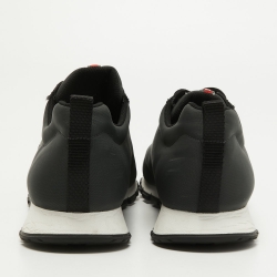 Pre Owned Prada Sport Dark Green/Black Canvas and Leather Low Top Sneakers Size 43.5