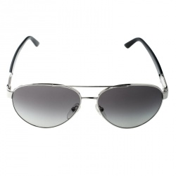 Pre Owned Prada Silver/Black SPR 59N Aviator Sunglasses