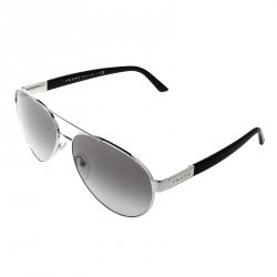 Pre Owned Prada Silver/Black SPR 59N Aviator Sunglasses