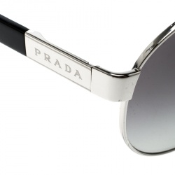 Pre Owned Prada Silver/Black SPR 59N Aviator Sunglasses
