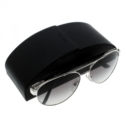 Pre Owned Prada Silver/Black SPR 59N Aviator Sunglasses