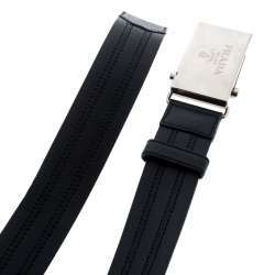 Pre Owned Prada Navy Blue Leather Military Belt 90CM