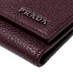 Prada Burgundy Leather 6 Key Holder
