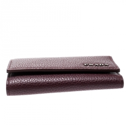 Prada Burgundy Leather 6 Key Holder