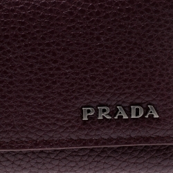 Prada Burgundy Leather 6 Key Holder