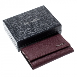 Prada Burgundy Leather 6 Key Holder