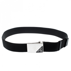 Prada Black Stretch Fabric Belt 90CM