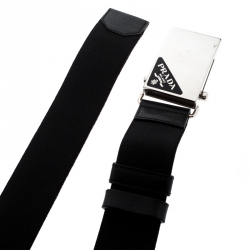 Prada Black Stretch Fabric Belt 90CM