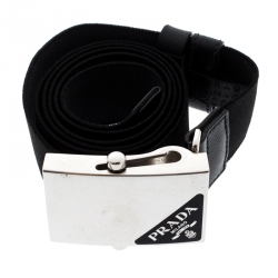 Prada Black Stretch Fabric Belt 90CM