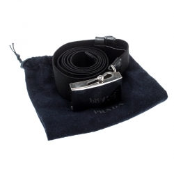 Prada Black Stretch Fabric Belt 90CM