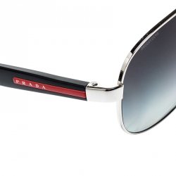 Prada Silver/ Black Gradient Polarized SPS53P Linea Rossa Aviator Sunglasses