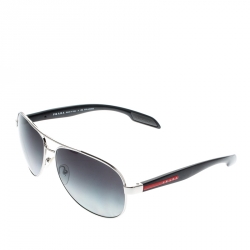 Prada Silver/ Black Gradient Polarized SPS53P Linea Rossa Aviator Sunglasses