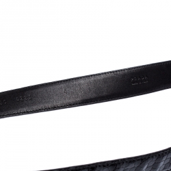 Prada Black Croc Embossed Patent Leather Buckle Belt 95CM