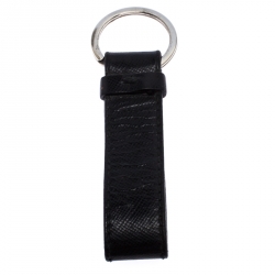 Prada Black Saffiano Leather Logo Key Chain