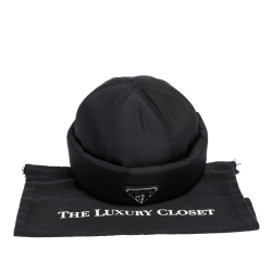 Prada Black Padded Nylon Beanie Hat M