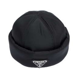 Prada Black Padded Nylon Beanie Hat M