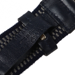Prada Blue/Grey Woven Fabric Buckle Belt 95CM
