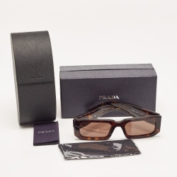 Prada Dark Brown Tortoise SPR06Y Square Sunglasses