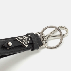 Prada Black Leather Logo Key Chain 