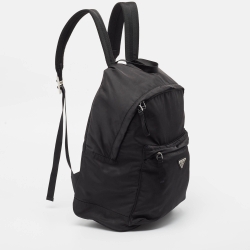 Prada Black Nylon Zip Backpack