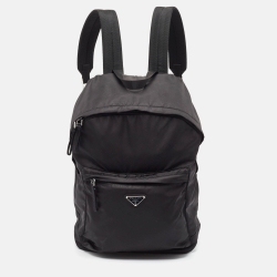 Prada Black Nylon Zip Backpack