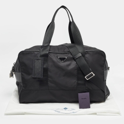 Prada Black Nylon and Leather Duffle Bag