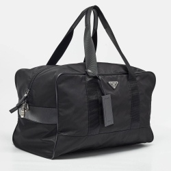 Prada Black Nylon and Leather Duffle Bag