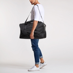 Prada Black Nylon and Leather Duffle Bag