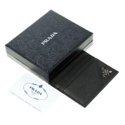 Pre Owned Prada Black Saffiano Metal Leather Card Holder