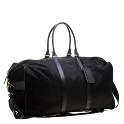 Prada Black Nylon and Saffiano Leather Trim Duffel Bag Prada | TLC