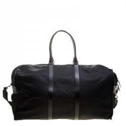 Prada Black Nylon and Saffiano Leather Trim Duffel Bag