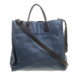 Prada Blue/Black Leather Tote