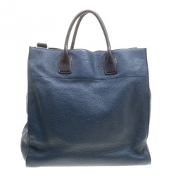 Prada Blue/Black Leather Tote